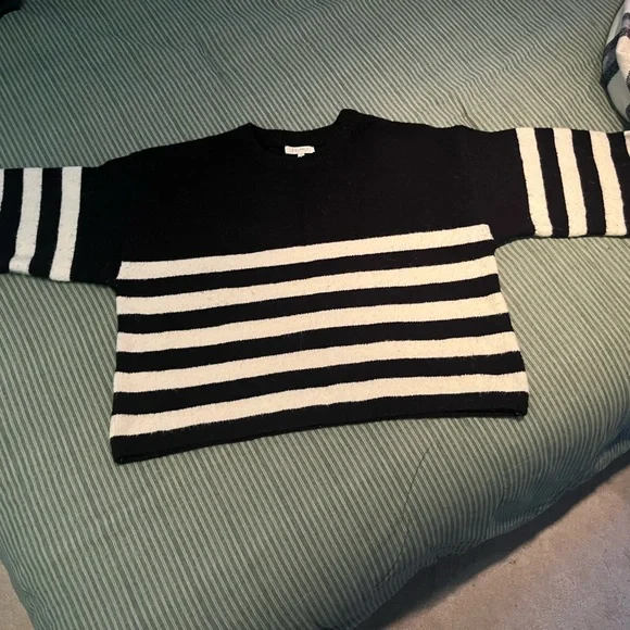 Z Supply Black and White Stripe Sweater - Picture 2 of 6